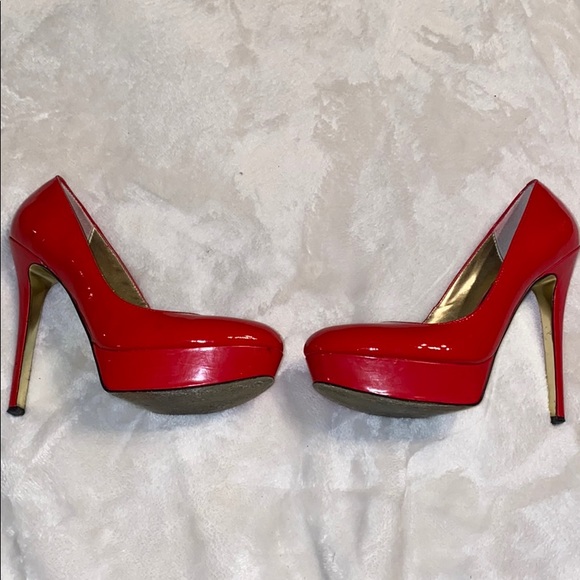 Bebe Red Leather High Heels - Picture 3 of 4